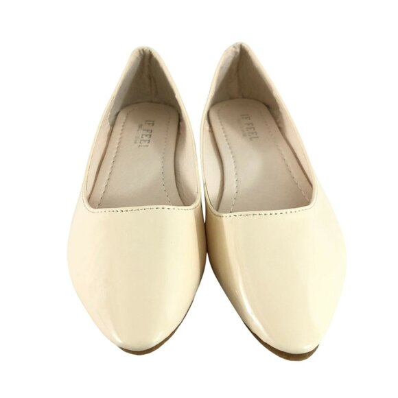 If Feel Womens Ballet Flats Faux Leather Slip On Pointed Toe Beige Size 9 - Picture 2 of 5
